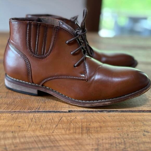 Kids Stacey Adams Brown Maxwell Plain Toe Chukka Boot Dress Shoe Size 2 - Picture 2 of 10